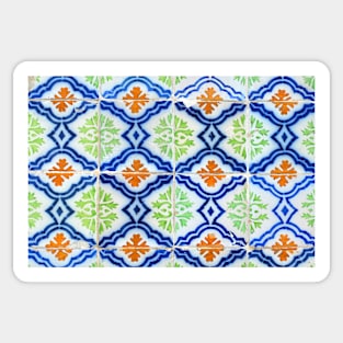 Blue, green, orange and white antique Lisbon tiles Sticker